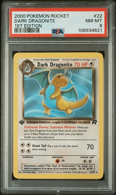 2000 Pokemon Rocket 22 Dark Dragonite 1st Edition PSA