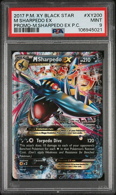 2017 Pokemon Xy Black Star Promo Xy200 M Sharpedo Ex Mega Sharpedo Ex Premium Collection PSA 9
