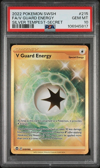 2022 Pokemon Sword & Shield Silver Tempest 215 Full Art/v Guard Energy Secret PSA