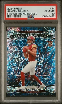 2024 Panini Prizm Fireworks 24 Jayden Daniels No Huddle PSA 10