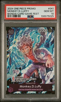 2024 One Piece Promos 041 Monkey D. Luffy Bandai Card Game Fest PSA 10
