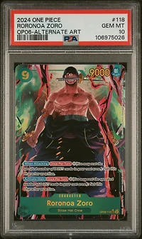 2024 One Piece Op06-wings Of The Captain 118 Roronoa Zoro Alternate Art PSA 10