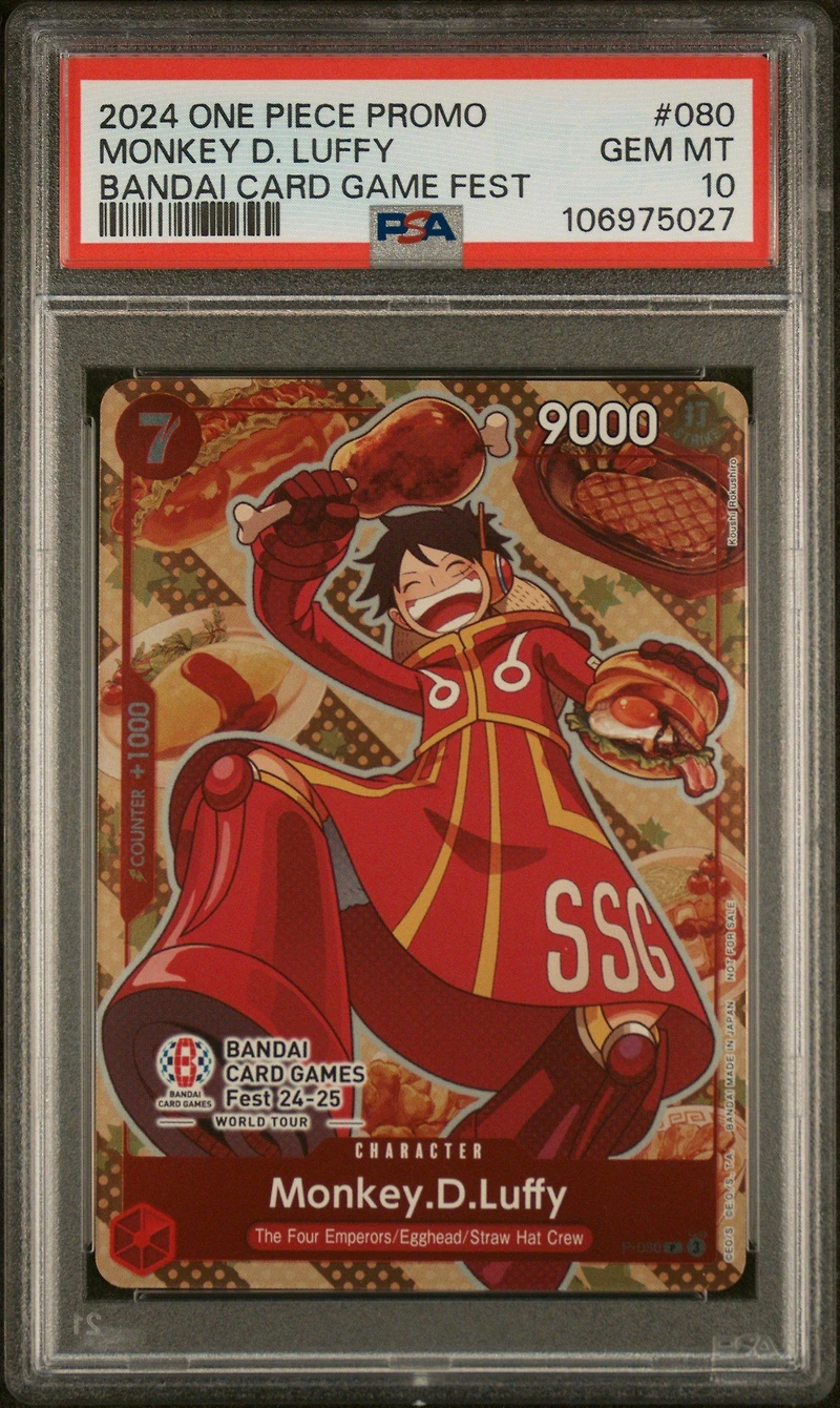 2024 One Piece Promos 080 Monkey D. Luffy Bandai Card Game Fest PSA 10