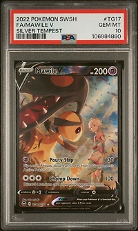 2022 Pokemon Sword & Shield Silver Tempest Tg17 Full Art/mawile V PSA 10