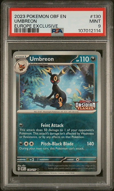 2023 Pokemon Obf En-obsidian Flames 130 Umbreon Europe Exclusive PSA 9