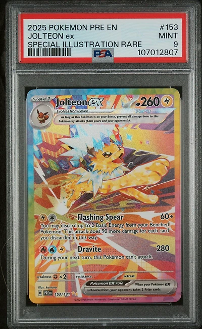 2025 Pokemon Pre En-prismatic Evolutions 153 Jolteon Ex Special Illustration Rare PSA