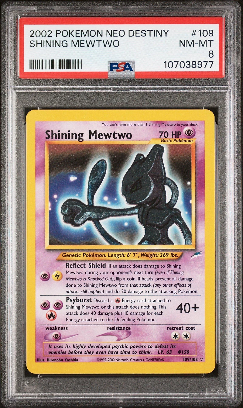 2002 Pokemon Neo Destiny 109 Shining Mewtwo PSA 8