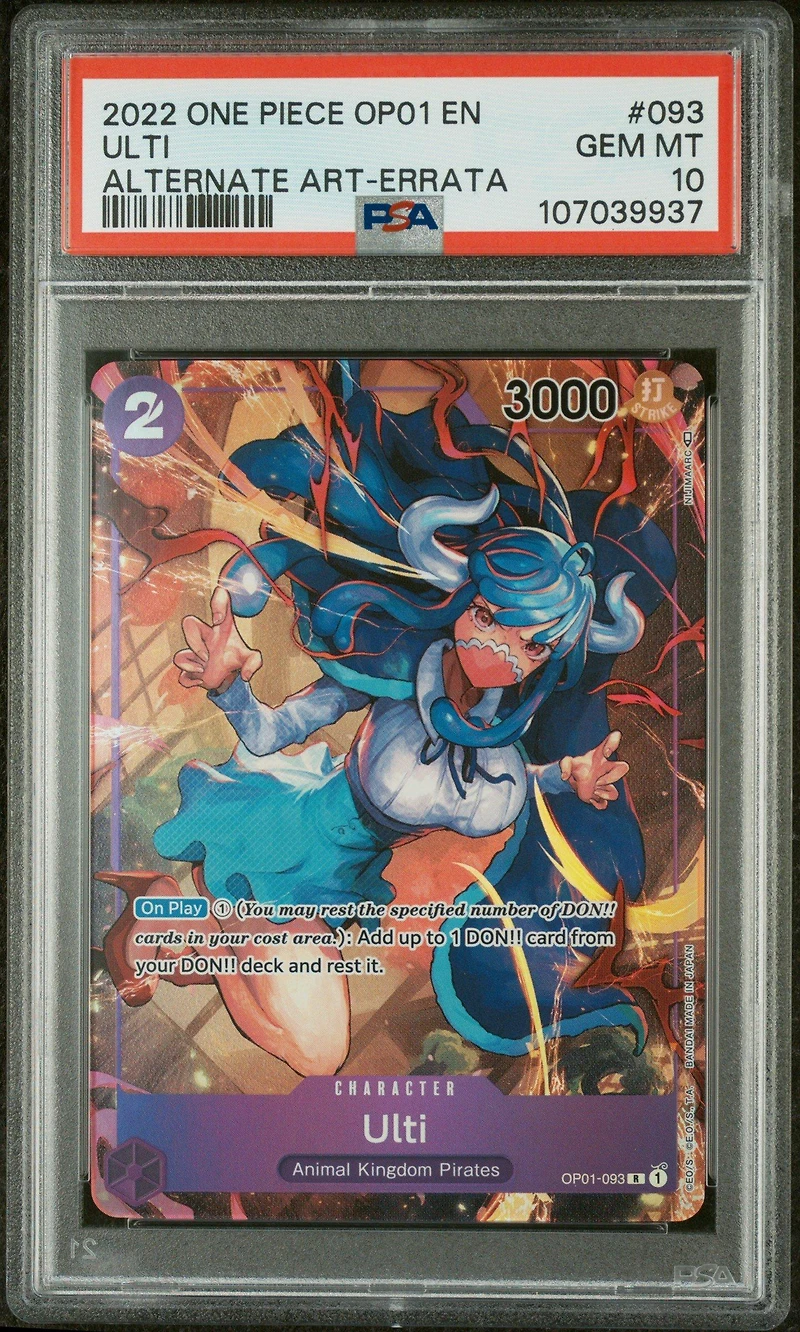 2022 One Piece Op01-romance Dawn 093 Ulti Alternate Art-errata PSA 10