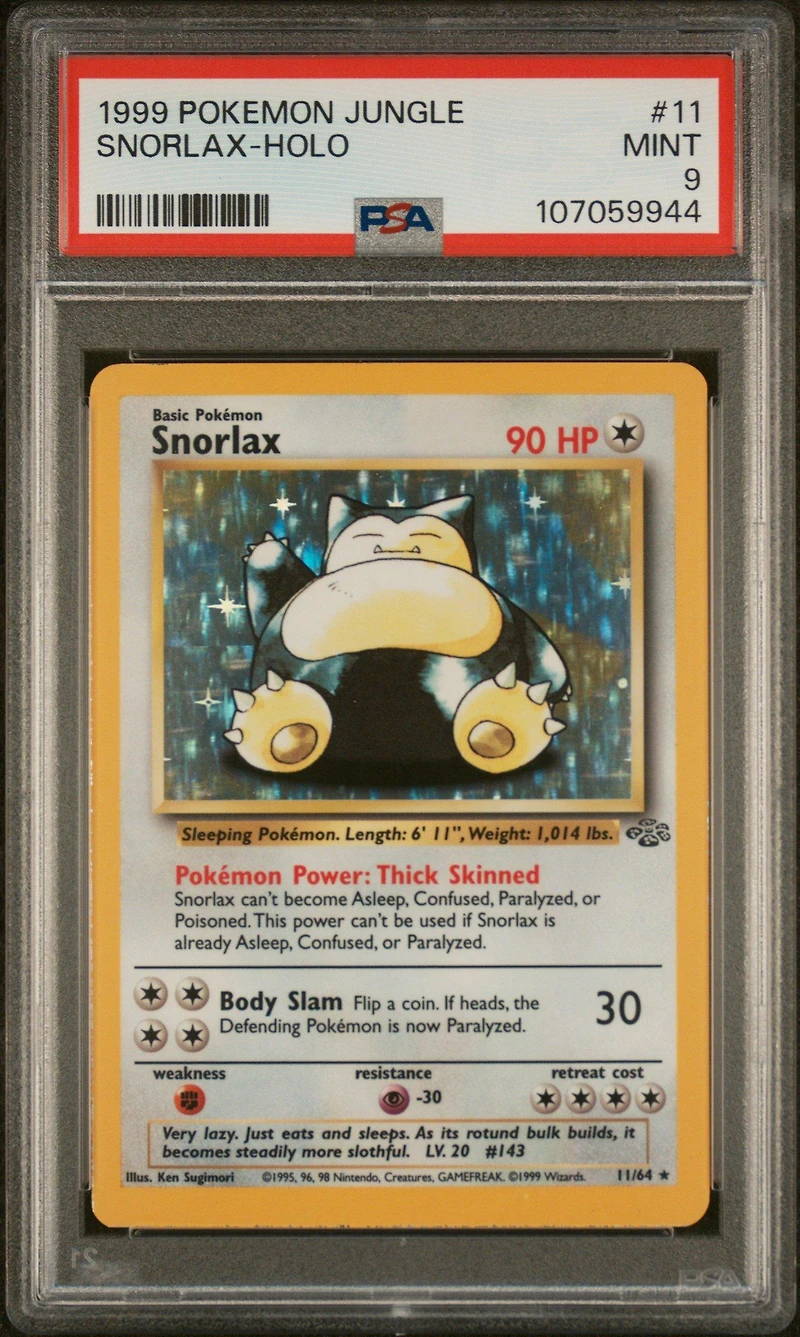 1999 Pokemon Jungle 11 Snorlax-holo PSA