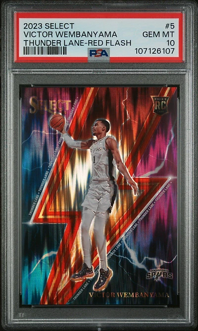 2023 Panini Select Thunder Lane 5 Victor Wembanyama Red Flash PSA 10