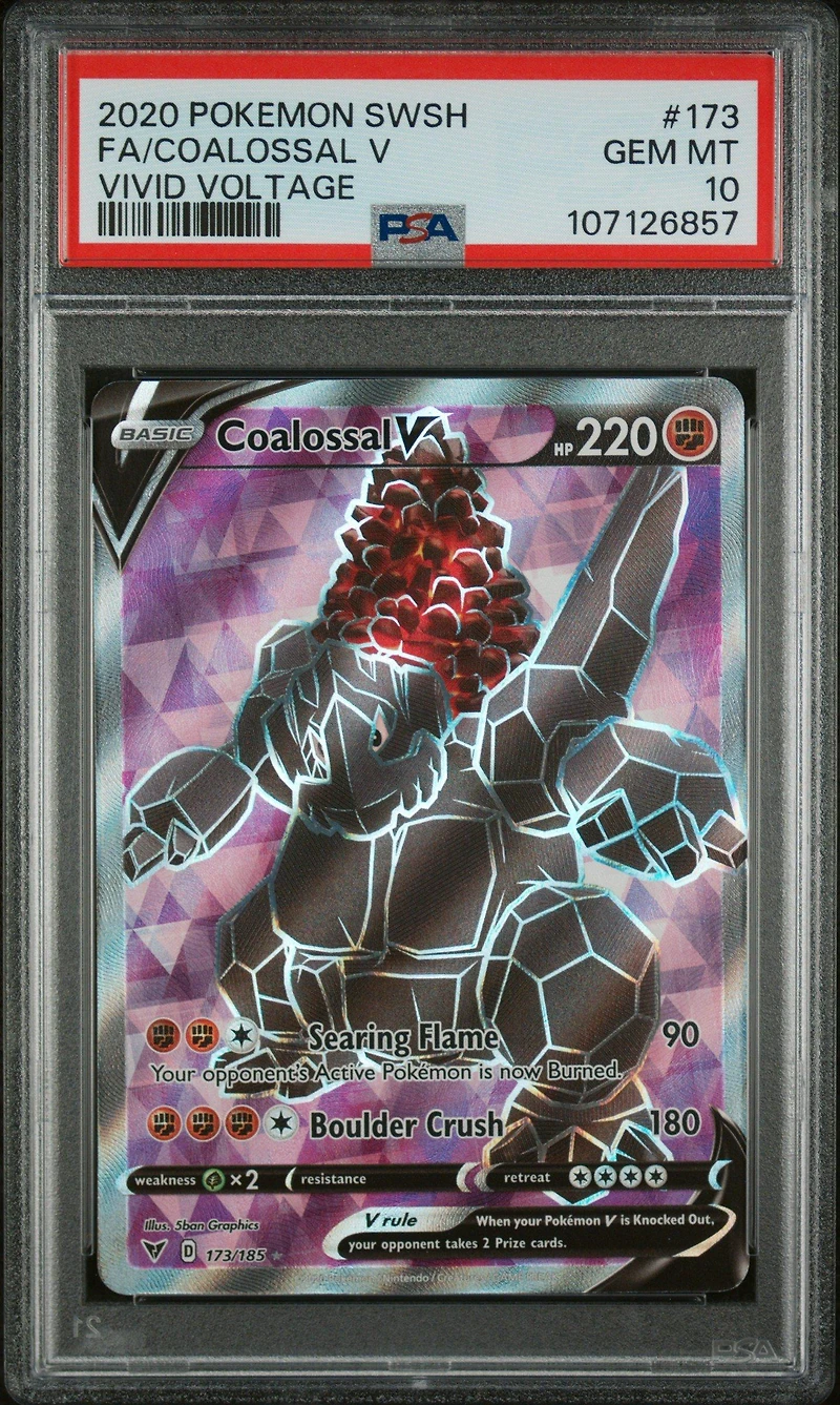 2020 Pokemon Sword & Shield Vivid Voltage 173 Full Art/coalossal V PSA