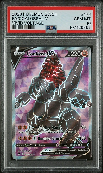 2020 Pokemon Sword & Shield Vivid Voltage 173 Full Art/coalossal V PSA