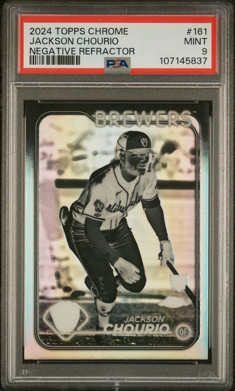 2024 Topps Chrome 161 Jackson Chourio Negative Refractor PSA 9