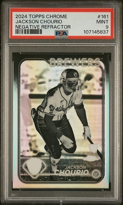 2024 Topps Chrome 161 Jackson Chourio Negative Refractor PSA 9