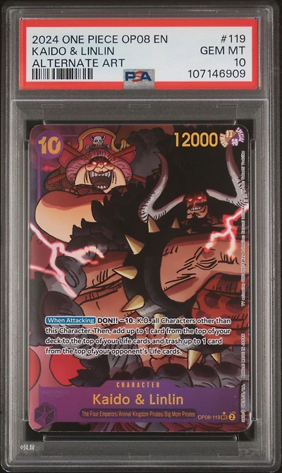 2024 One Piece Op08-two Legends 119 Kaido & Linlin Alternate Art PSA 10
