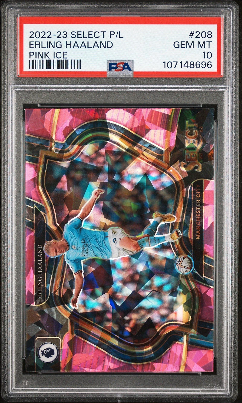 2022-23 Panini Select Premier League 208 Erling Haaland Pink Ice PSA 10