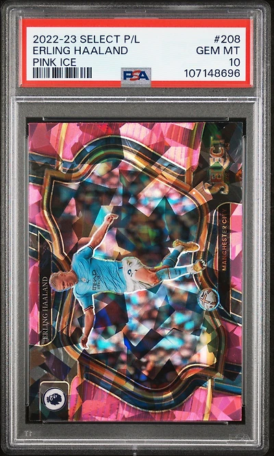 2022-23 Panini Select Premier League 208 Erling Haaland Pink Ice PSA 10