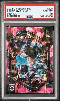 2022-23 Panini Select Premier League 208 Erling Haaland Pink Ice PSA 10