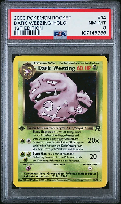 2000 Pokemon Rocket 14 Dark Weezing-holo 1st Edition PSA 8