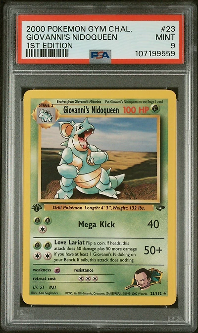 2000 Pokemon Gym Challenge 23 Giovanni's Nidoqueen 1st Edition PSA