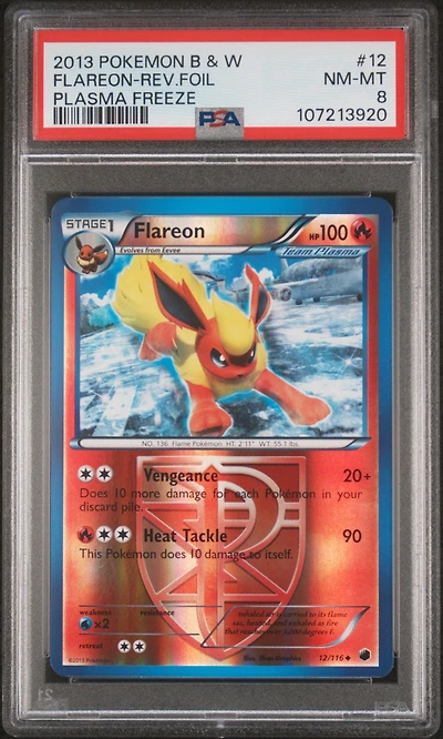 2013 Pokemon Black & White Plasma Freeze 12 Flareon-reverse Foil PSA 8
