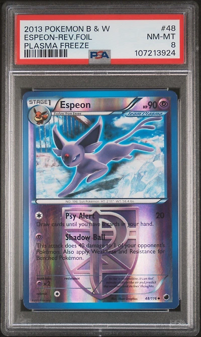 2013 Pokemon Black & White Plasma Freeze 48 Espeon-reverse Foil PSA 8