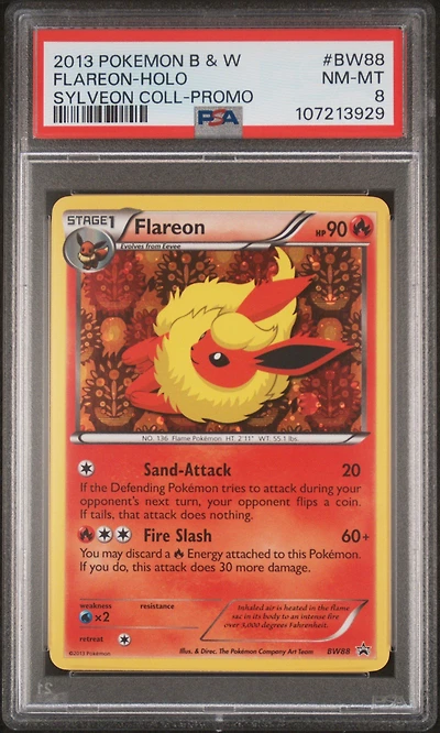 2013 Pokemon Black & White Promo Bw88 Flareon-holo Sylveon Collection PSA 8