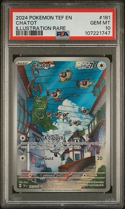 2024 Pokemon Tef En-temporal Forces 181 Chatot Illustration Rare PSA