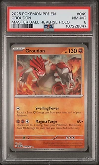 2025 Pokemon Pre En-prismatic Evolutions 049 Groudon Master Ball Reverse Holo PSA