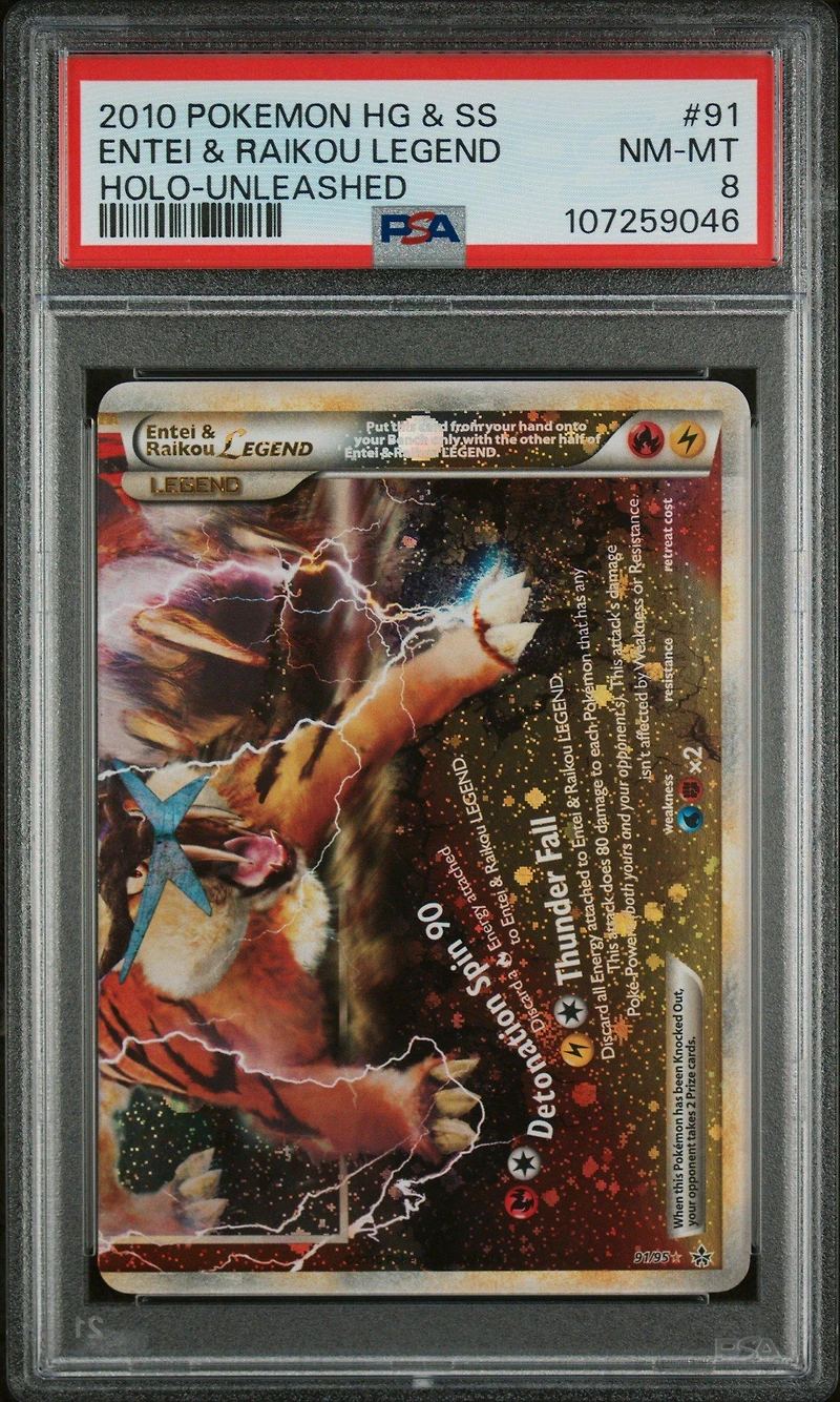 2010 Pokemon Heartgold & Soulsilver Unleashed Entei & Raikou Legend-holo PSA
