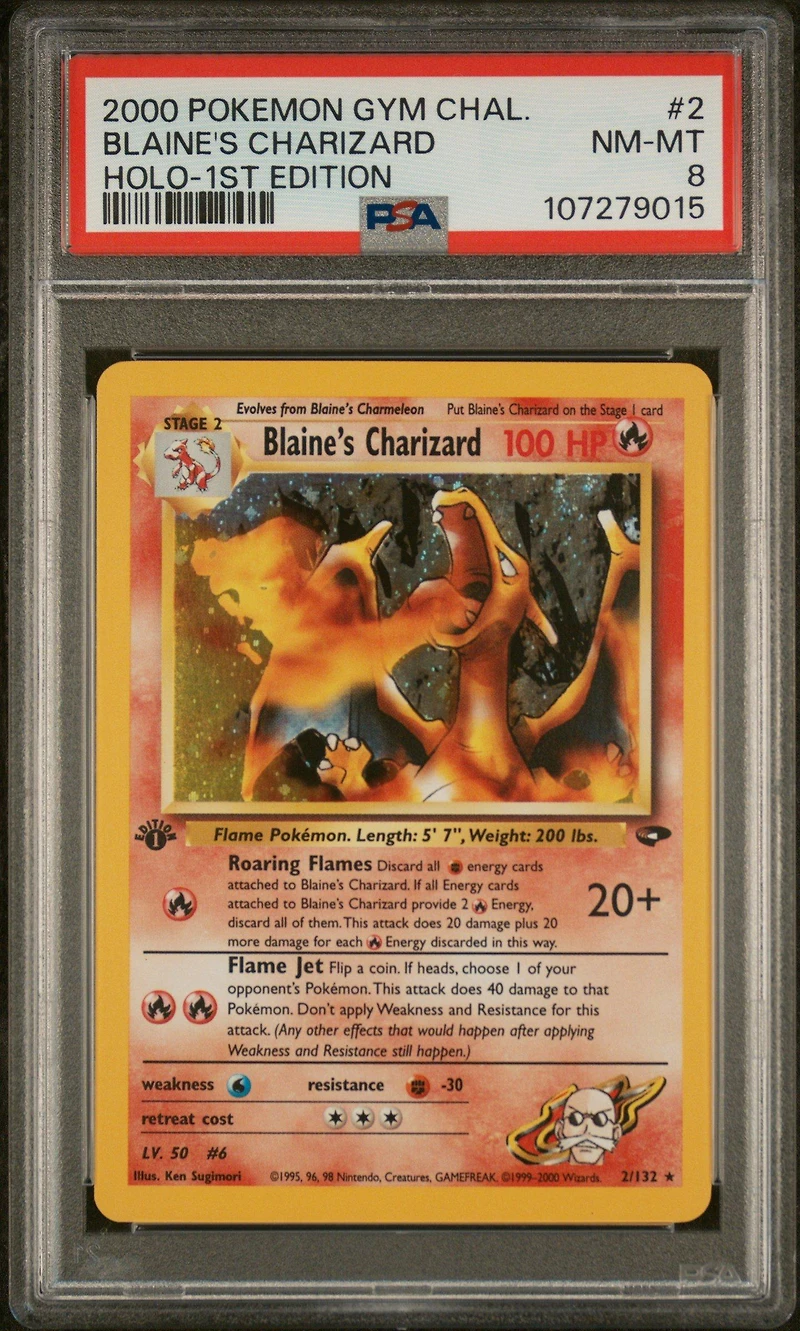 2000 Pokemon Gym Challenge 2 Blaine's Charizard Holo-1st Edition PSA 8