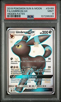 2019 Pokemon Sun & Moon Hidden Fates Sv69 Full Art/umbreon Gx PSA