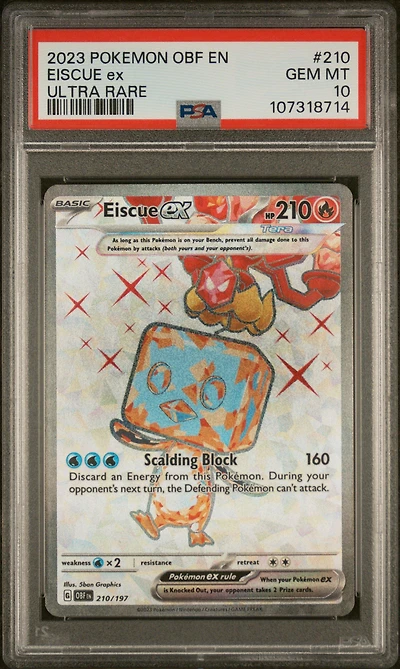 2023 Pokemon Obf En-obsidian Flames 210 Eiscue Ex Ultra Rare PSA 10