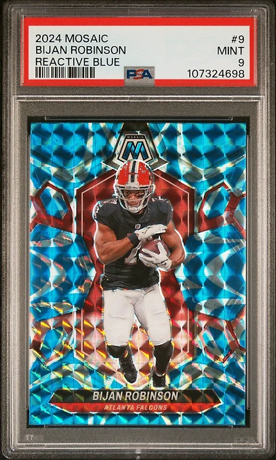2024 Panini Mosaic 9 Bijan Robinson Reactive Blue PSA 9