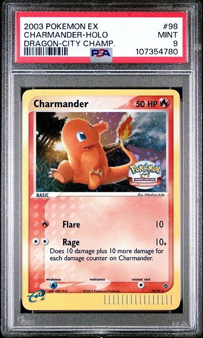 2003 Pokemon Ex Dragon 98 Charmander-holo City Championships PSA
