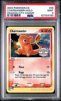 2003 Pokemon Ex Dragon 98 Charmander-holo City Championships PSA