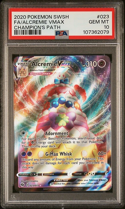 2020 Pokemon Sword & Shield Champion's Path 023 Full Art/alcremie Vmax PSA