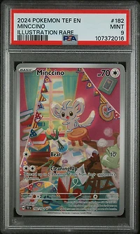 2024 Pokemon Tef En-temporal Forces 182 Minccino Illustration Rare PSA 9