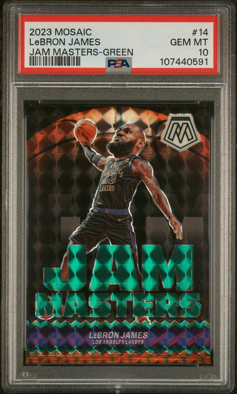 2023 Panini Mosaic Jam Masters 14 Lebron James Green PSA 10