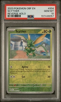 2023 Pokemon Obf En-obsidian Flames 004 Scyther Reverse Holo PSA 10