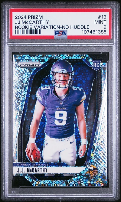 2024 Panini Prizm Rookie Variation 13 Jj Mccarthy No Huddle Prizm PSA 9