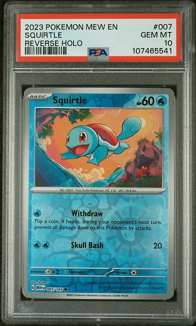 2023 Pokemon Mew En-151 007 Squirtle Reverse Holo PSA