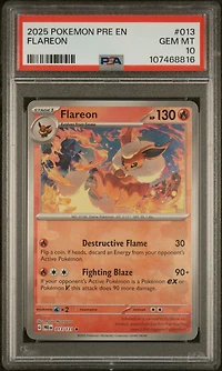 2025 Pokemon Pre En-prismatic Evolutions 013 Flareon PSA 10