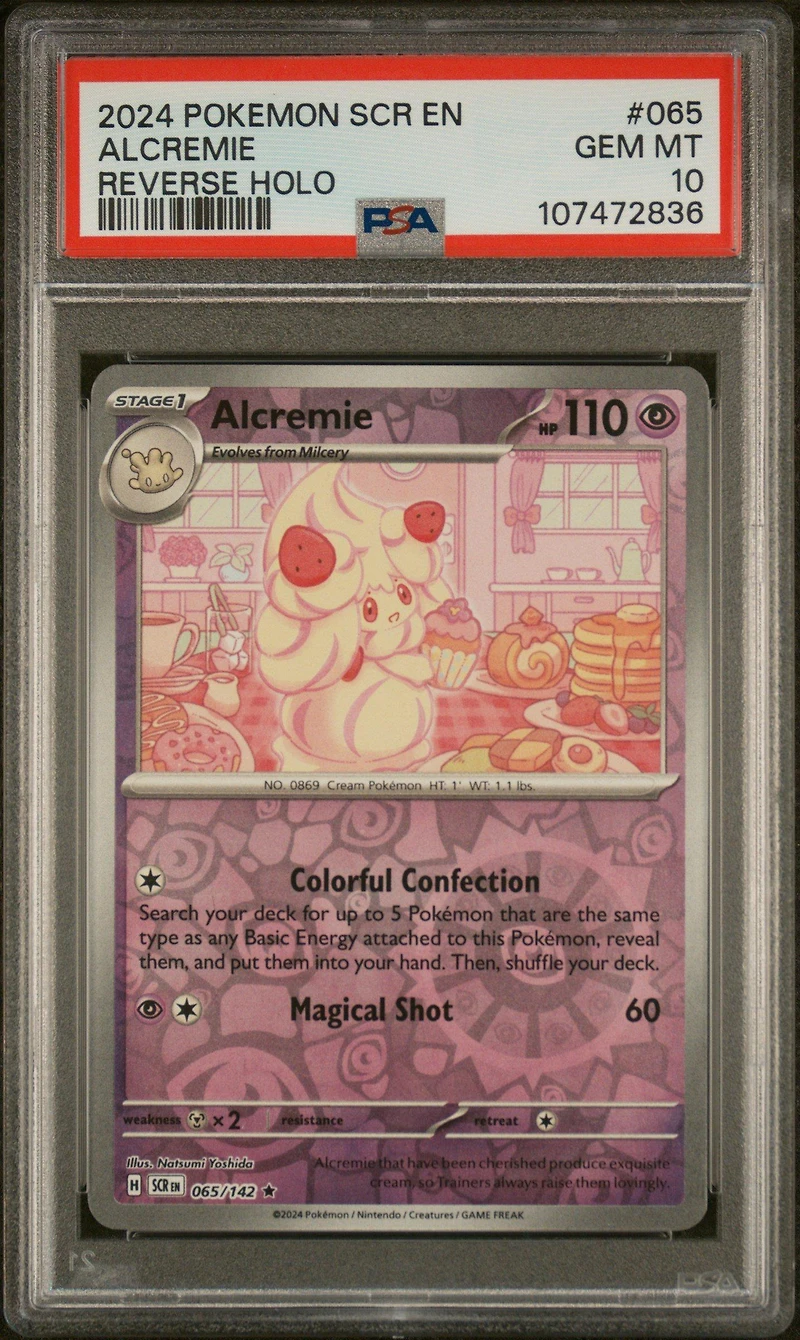 2024 Pokemon Scr En-stellar Crown 065 Alcremie Reverse Holo PSA 10