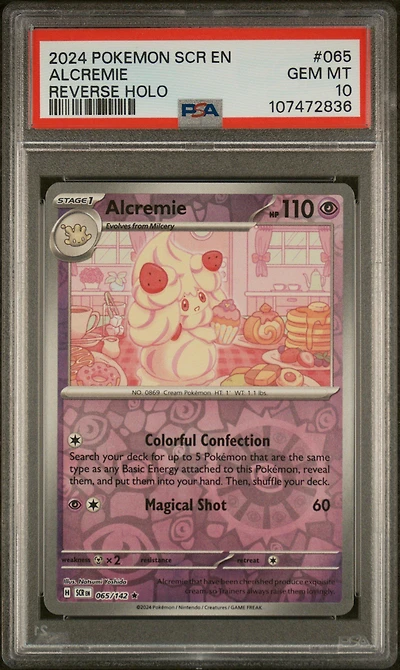 2024 Pokemon Scr En-stellar Crown 065 Alcremie Reverse Holo PSA 10