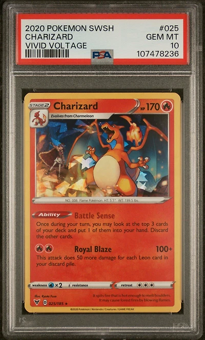 2020 Pokemon Sword & Shield Vivid Voltage 025 Charizard PSA