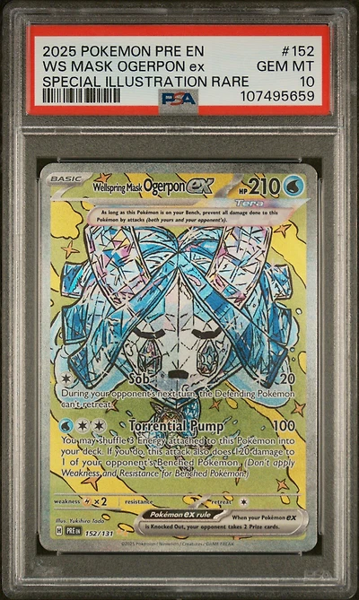 2025 Pokemon Pre En-prismatic Evolutions 152 Wellspring Mask Ogerpon Ex Special Illustration Rare PSA