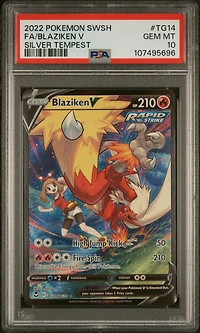 2022 Pokemon Sword & Shield Silver Tempest Tg14 Full Art/blaziken V PSA