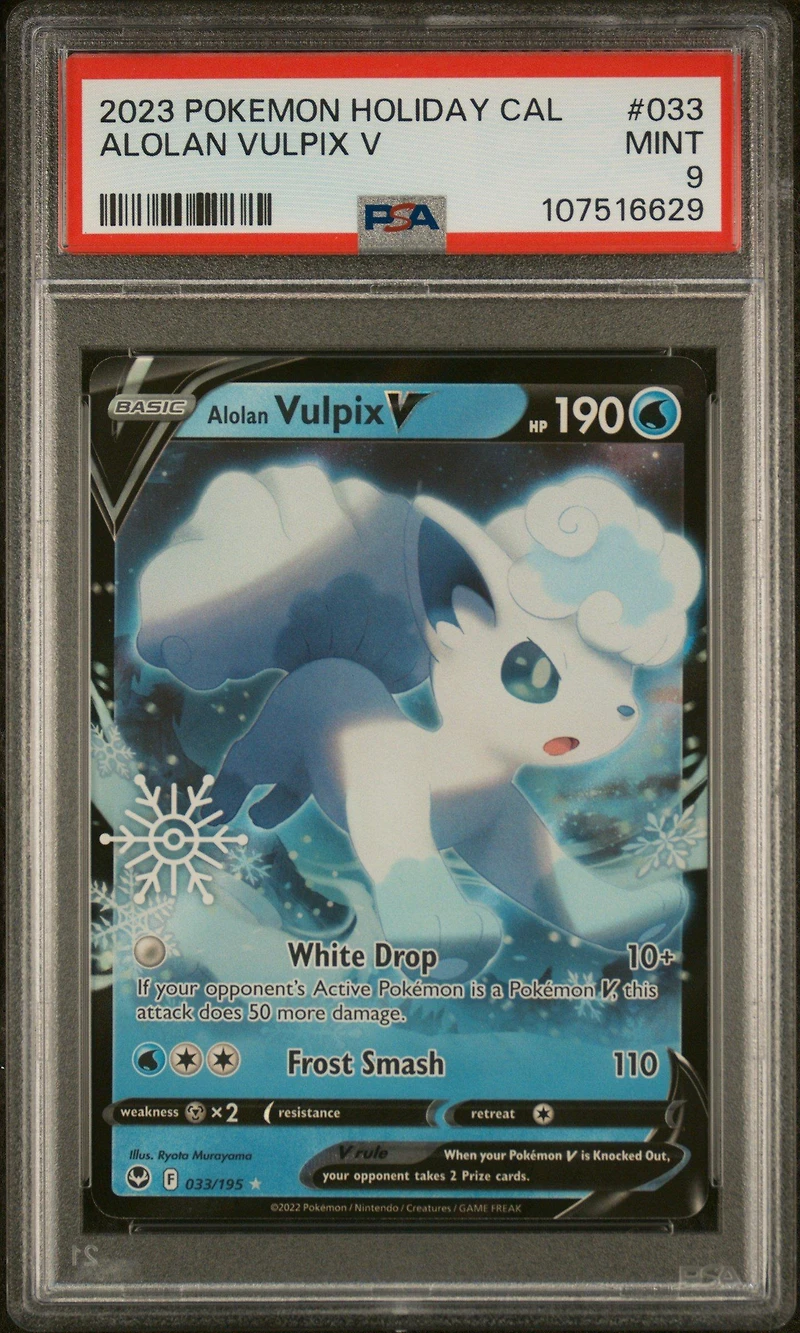 2023 Pokemon Holiday Calendar 033 Alolan Vulpix V PSA 9
