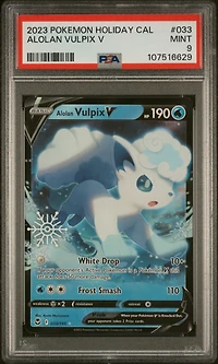 2023 Pokemon Holiday Calendar 033 Alolan Vulpix V PSA 9